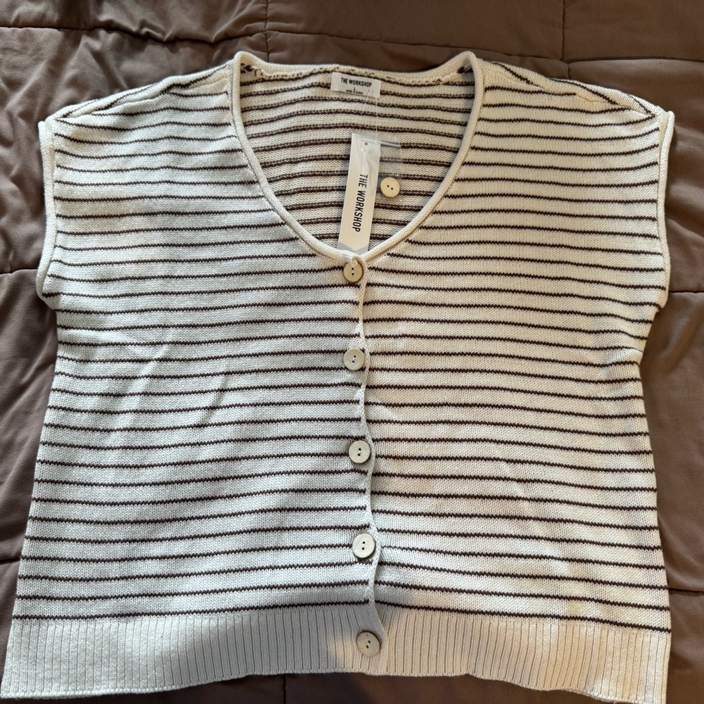 Striped Button-Up Cardigan